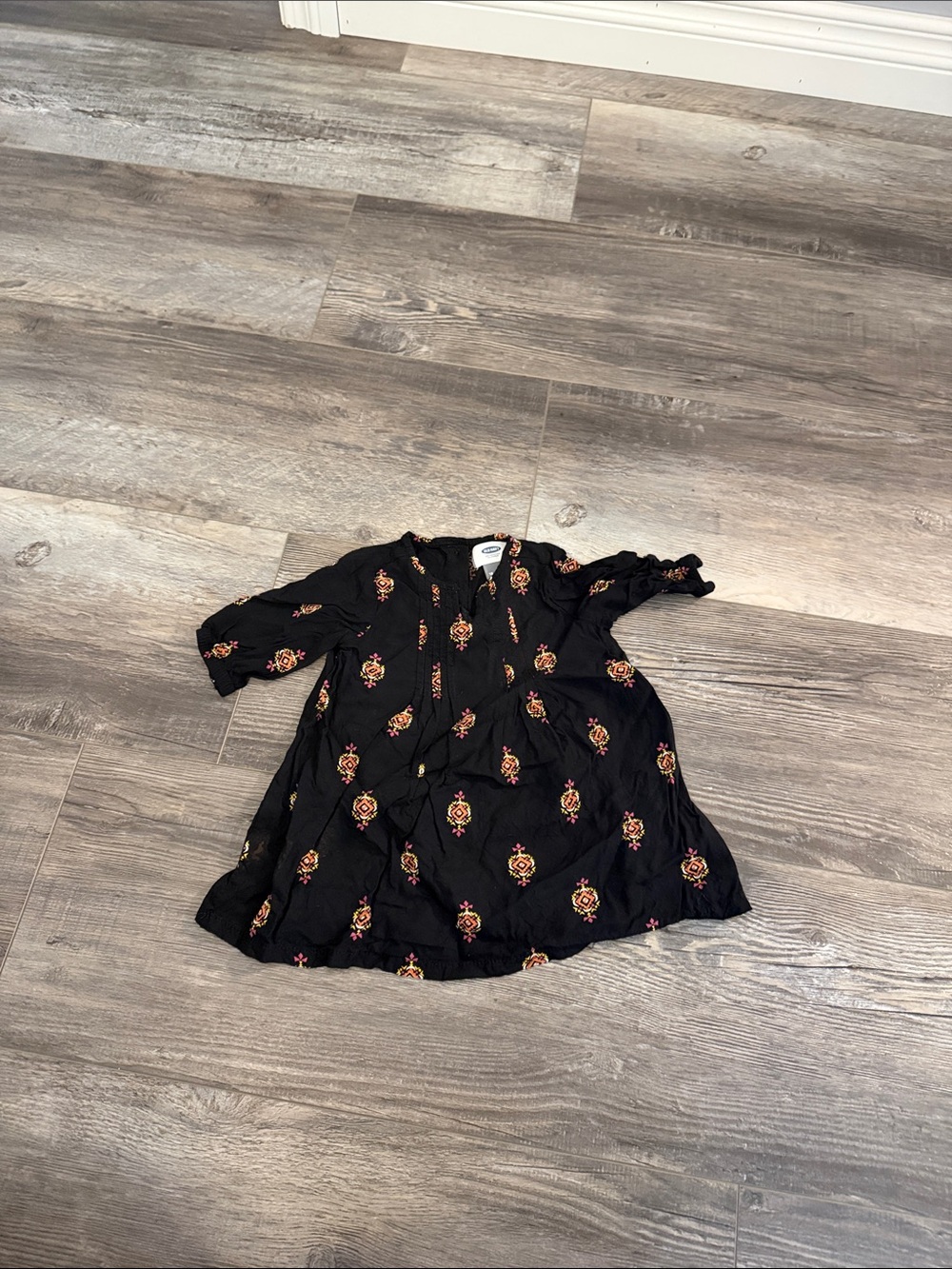 Old Navy Black Floral-Print Girls' Blouse
